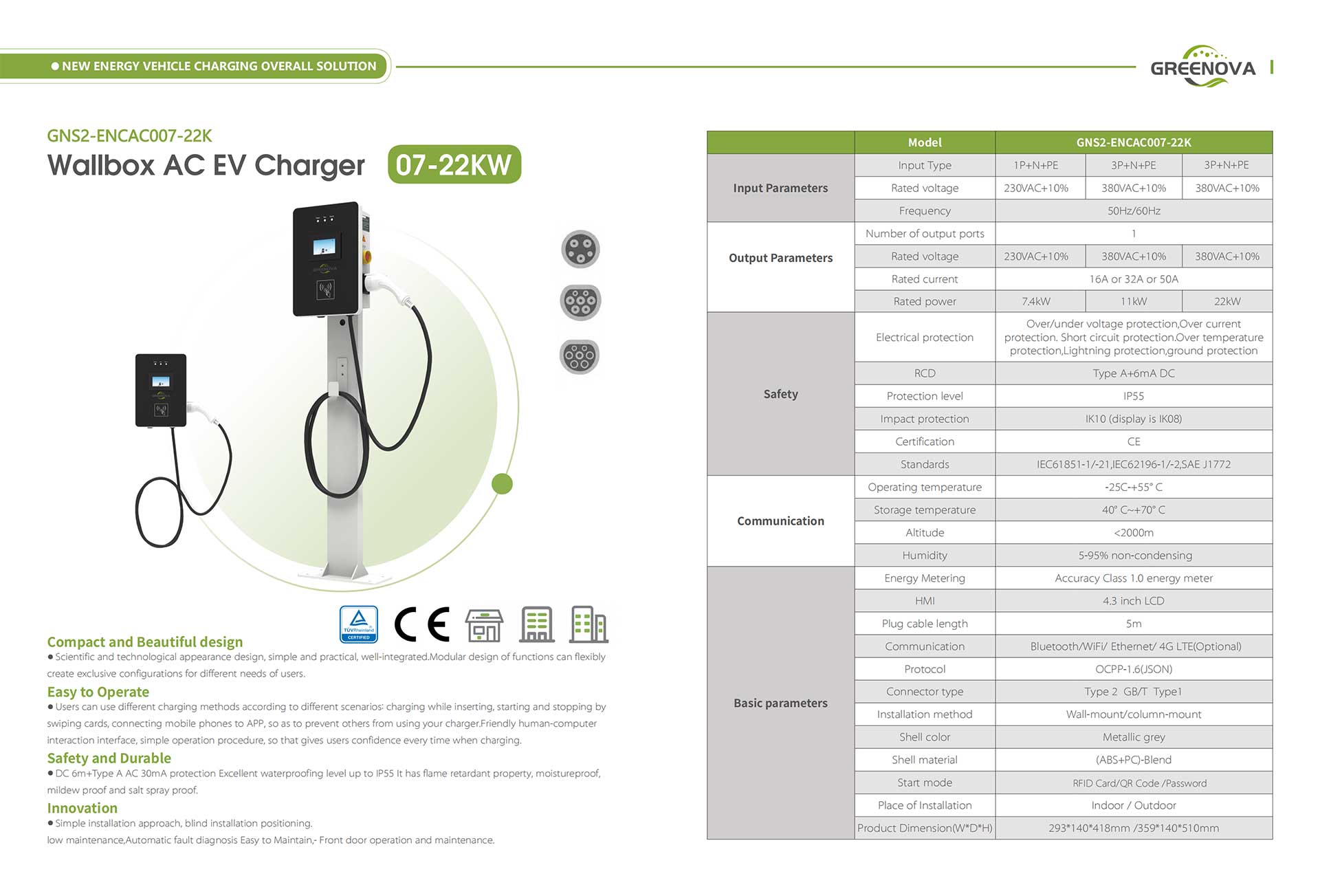 7KW11KW22KW EV AC EV Charger TechnicalParameters-2
